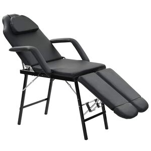 vidaXL Cadeira esteticista port&aacute;til couro artificial 185x78x76cm preto