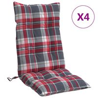 vidaXL Almofadões cadeira encosto alto 4 pcs oxford xadrez vermelho