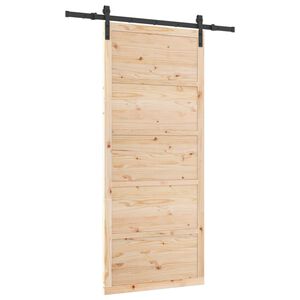 vidaXL Porta Deslizante Natural 80 x 208 cm Madeira de Pinho Maci&ccedil;a