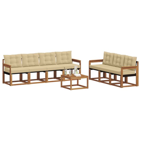 vidaXL Conjunto de Sof&aacute;s para Exterior 8 pcs Natural e Bege