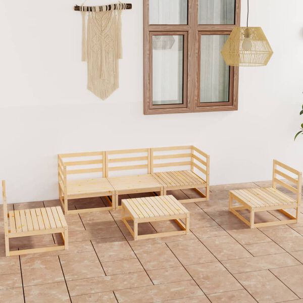 vidaXL 6 pcs conjunto lounge de jardim pinho maci&ccedil;o