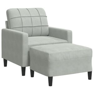 vidaXL Poltrona com apoio de p&eacute;s 60 cm veludo cinzento-claro