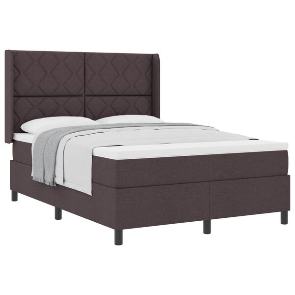vidaXL Cama Box com colch&atilde;o Castanho escuro 140 x 200 cm tecido