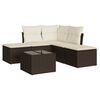 vidaXL 6 pcs conjunto de sof&aacute;s jardim c/ almofad&otilde;es vime PE castanho