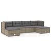 vidaXL 6 pcs conjunto lounge de jardim c/ almofad&otilde;es vime PE cinzento