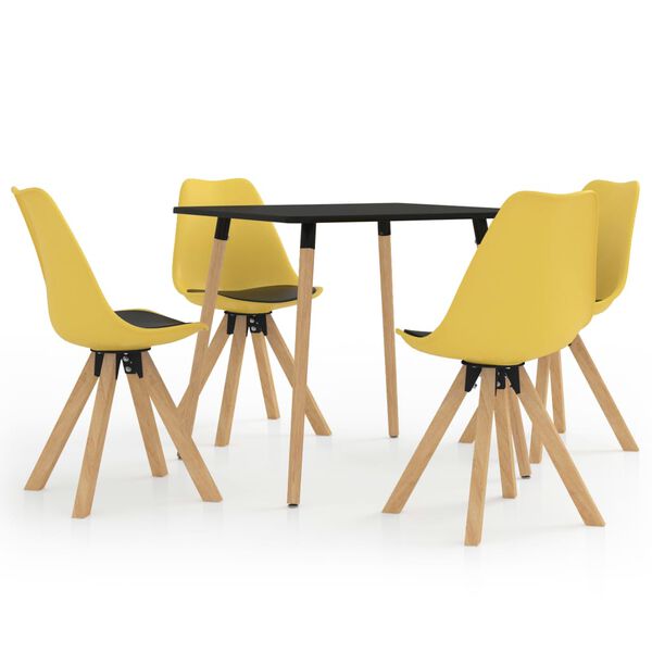 vidaXL 5 pcs conjunto de jantar preto e amarelo