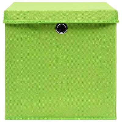 vidaXL Caixas de arrumação com tampas 10 pcs 28x28x28 cm verde