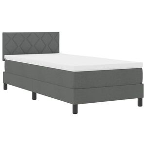vidaXL Cama Box com colch&atilde;o com led Cinzento escuro 90 x 200 cm tecido
