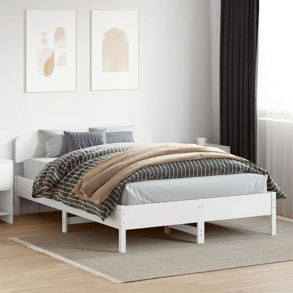vidaXL Cama sem colch&atilde;o 140x200 cm madeira de pinho maci&ccedil;a branco