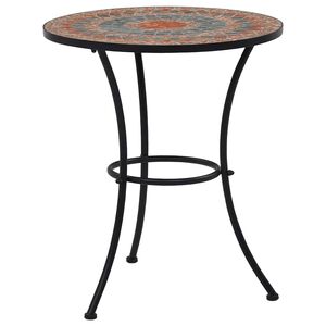 vidaXL Mesa bistr&ocirc; em mosaico 60 cm cer&acirc;mica laranja/cinzento