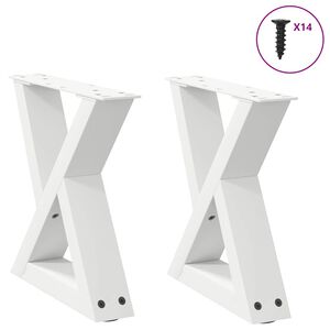 vidaXL P&eacute;s para mesa de centro 2 pe&ccedil;as, branco, 30x(30-31,3) cm, a&ccedil;o