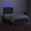 vidaXL Cama box spring c/ colch&atilde;o e LED 120x190 cm tecido cinza-escuro