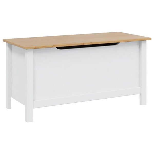 vidaXL Caixa de Armazenamento Hill Branco e Marrom Mel 90 x 40 x 45 cm