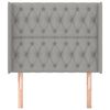 vidaXL Cabeceira de cama c/ abas tecido 93x16x118/128cm cinzento-claro