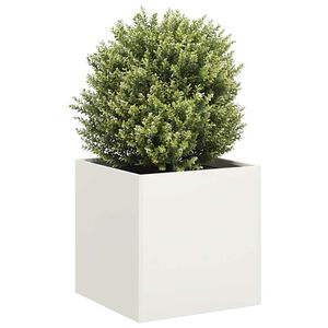 vidaXL Vaso/floreira 40x40x40 cm a&ccedil;o laminado a frio branco