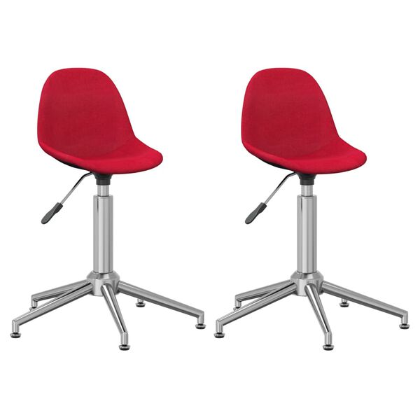 vidaXL Cadeiras de jantar girat&oacute;rias 2 pcs tecido vermelho tinto