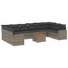 vidaXL 11 pcs conjunto sof&aacute;s de jardim c/ almofad&otilde;es vime PE cinzento