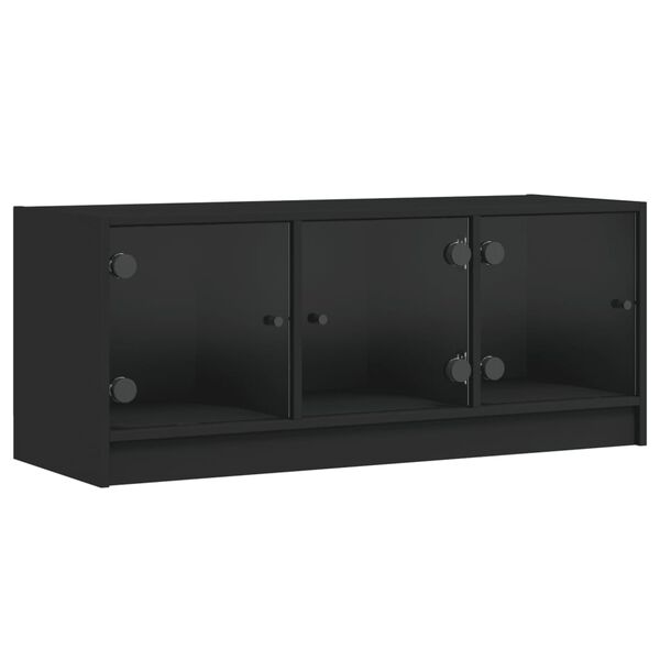 vidaXL M&oacute;vel de TV c/ portas de vidro 102x37x42 cm preto
