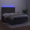 vidaXL Cama box spring c/ colch&atilde;o/LED 140x200cm veludo cinzento-escuro