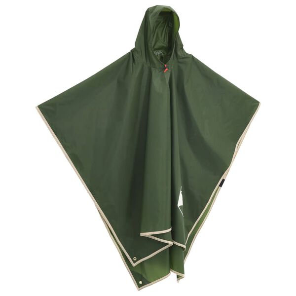 vidaXL Poncho de chuva com capuz design 2 em 1 223x145 cm verde