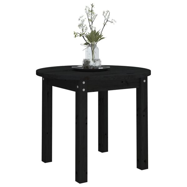 vidaXL Mesa de centro &Oslash; 55x45 cm madeira de pinho maci&ccedil;a preto