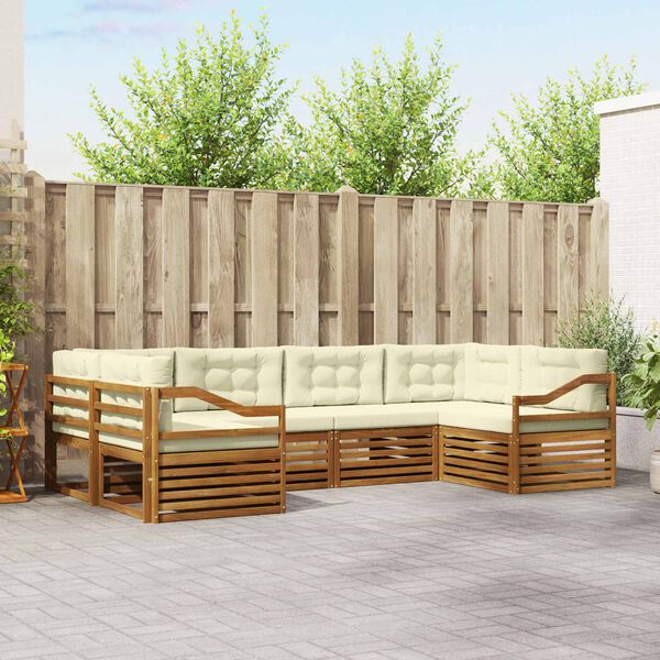 vidaXL Conjuntos de sof&aacute;s com almofada 6 pcs Natural e Creme