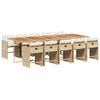 vidaXL 11 pcs conjunto de jantar p/ jardim com almofad&otilde;es vime PE bege