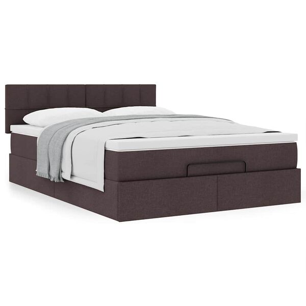 vidaXL Estrutura cama otomana colch&atilde;o 140x200cm tecido castanho escuro