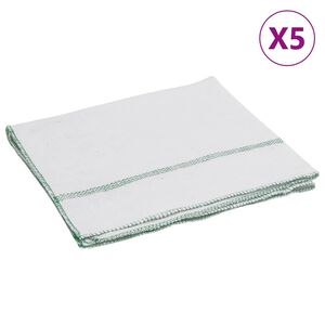 vidaXL Panos de Limpeza 5 pcs 50x60 cm branco com riscas verdes
