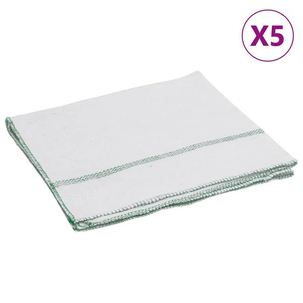 vidaXL Panos de Limpeza 5 pcs 50x60 cm branco com riscas verdes