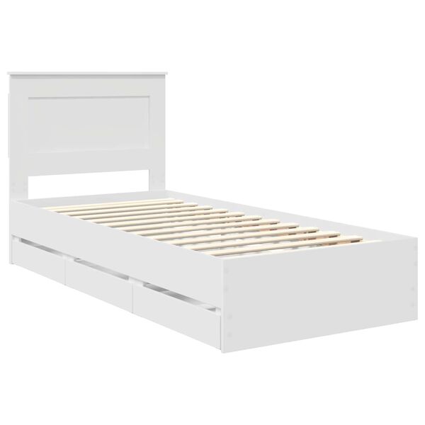 vidaXL Estrutura da Cama Branco 75 x 190 cm Madeira de Engenharia