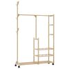 vidaXL Cabide com prateleiras e rodas 100x38x175,5 cm bambu