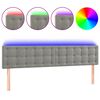 vidaXL Cabeceira de cama c/luzes LED veludo 200x5x78/88 cm cinza-claro