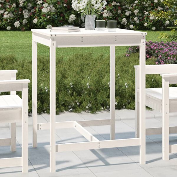 vidaXL Mesa de jardim 82,5x82,5x110 cm madeira de pinho maci&ccedil;a branco