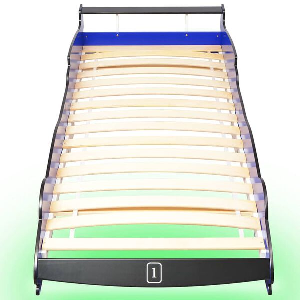 vidaXL Cama carro de corrida LED para crian&ccedil;as 90x200 cm azul