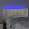 vidaXL Cabeceira de cama c/ LED 93x16x78/88 cm couro artificial cr&egrave;me