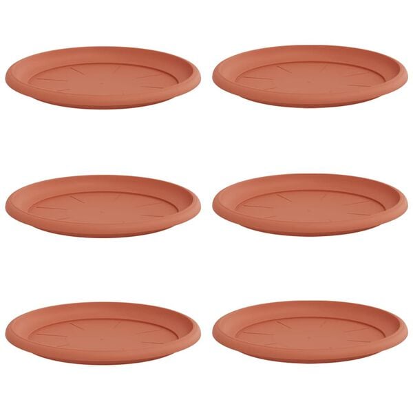 vidaXL Bandeja Redonda de Flores 6 pcs Vermelho Tijolo &Oslash; 27 x 2,5 cm