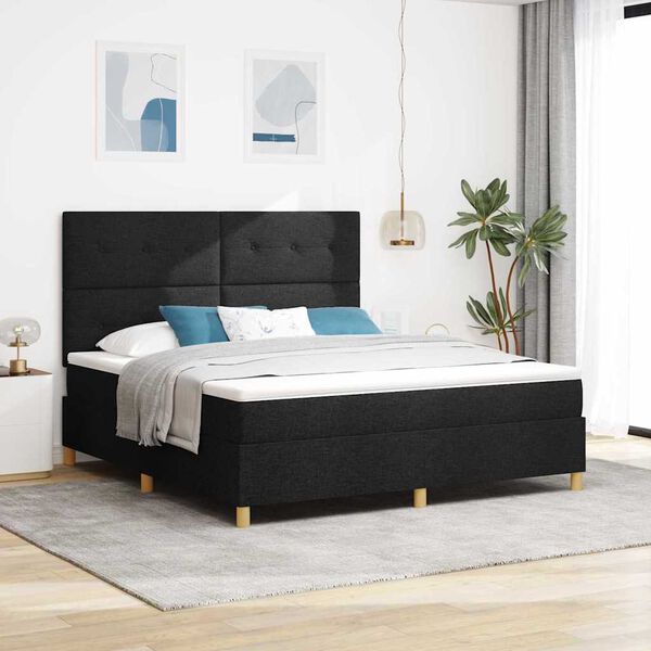 vidaXL Cama Box Spring LED com colch&atilde;o Preto 180 x 200 cm tecido