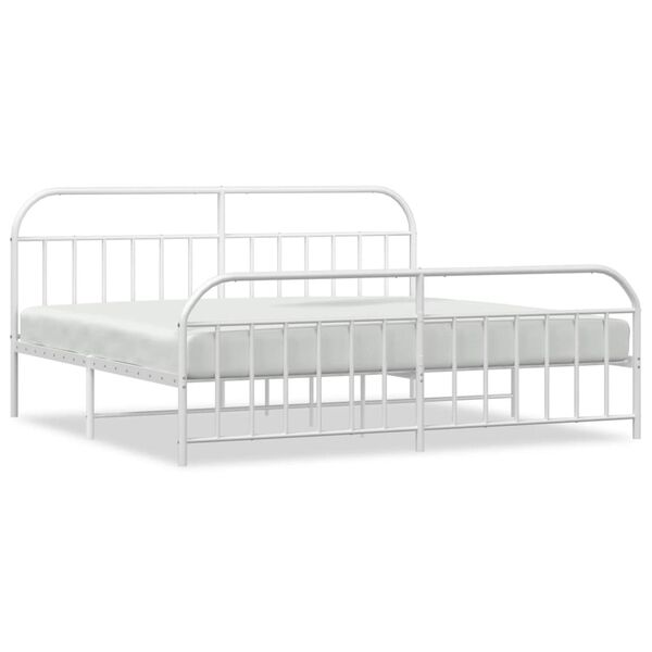 vidaXL Estrutura de cama com cabeceira e p&eacute;s 200x200 cm metal branco