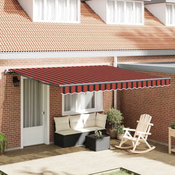 vidaXL Toldo Retr&aacute;til laranja e castanho 400 &times; 300 cm Poli&eacute;ster e A&ccedil;o