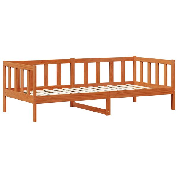 vidaXL Cama de Dia com colch&atilde;o Marron Cera e Branco 90 x 200 cm
