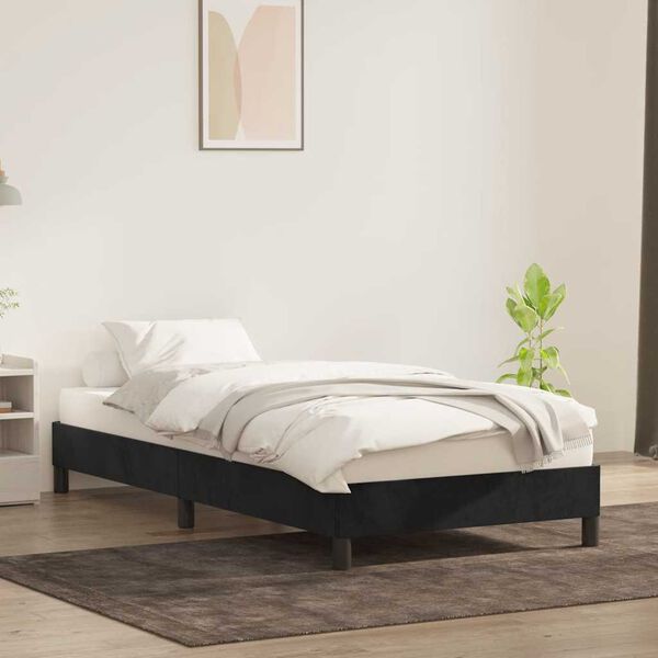 vidaXL Estrutura de cama sem colch&atilde;o preto 80x220 cm Veludo