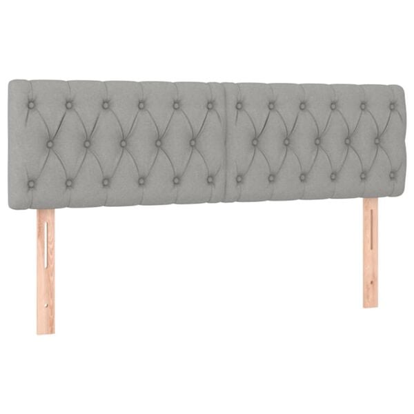 vidaXL Cabeceiras cinzento-claro 144x7x78/88 cm tecido