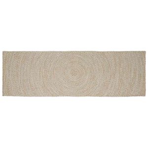 vidaXL Tapete de &Aacute;rea Natural e Branco 60 x 250 cm Juta