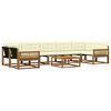 vidaXL Conjunto de Sof&aacute;s para Exterior 8 pcs Natural e Creme