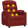 vidaXL Poltrona de massagens elétrica reclinável tecido vermelho tinto