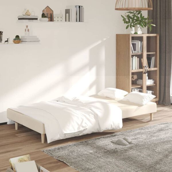 vidaXL Sof&aacute;-cama de 2 lugares tecido cor creme
