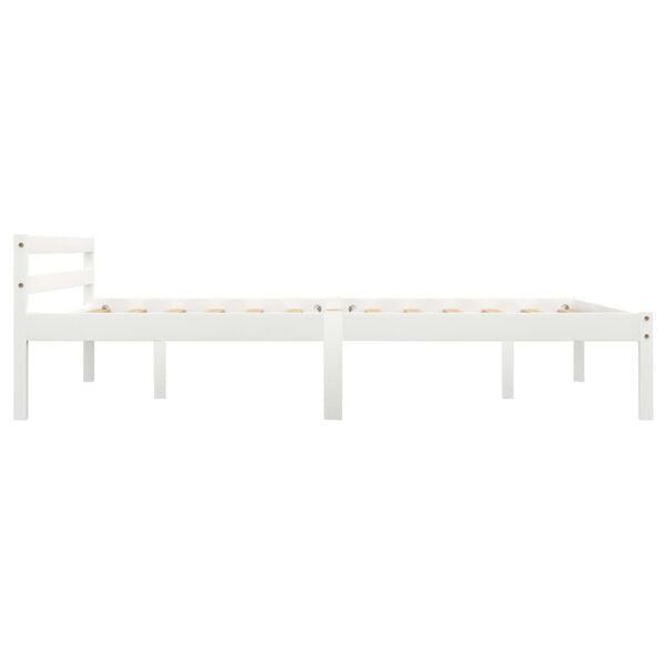 vidaXL Estrutura de cama 140x200 cm madeira pinho maci&ccedil;o branco