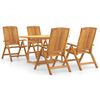 vidaXL 5 pcs conjunto de jantar p/ jardim madeira de teca maci&ccedil;a