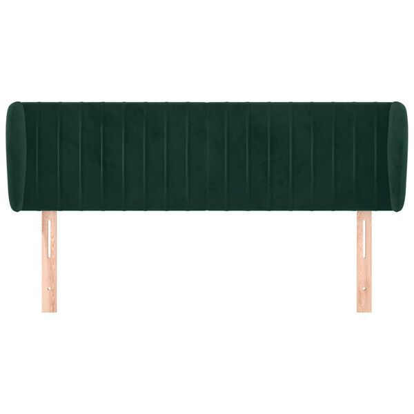 vidaXL Cabeceira de cama c/ abas veludo 147x23x78/88cm verde-escuro